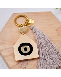 2026 Women's Keychain - Lucky House Handmade key-chain with plexiglass part and silk tassel