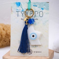 Χειροποίητο μπρελόκ με καραβάκι πλέξιγκλας και μάτι