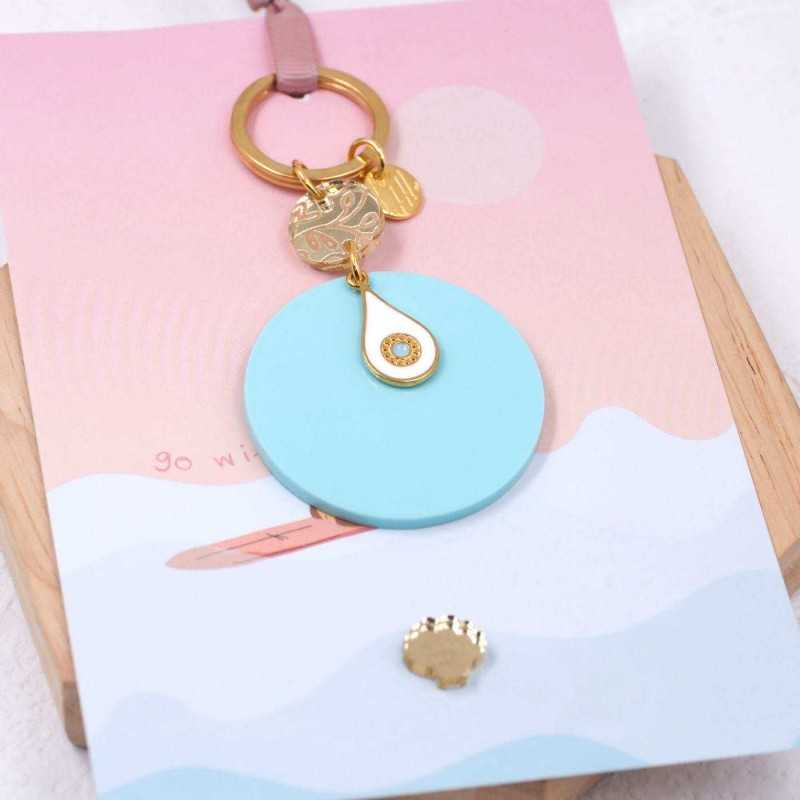 Μπρελόκ Plexi Pop Summer Χειροποίητο μπρελόκ με στοιχείο από πλέξιγκλας και επίχρυση σταγόνα από σμάλτο
