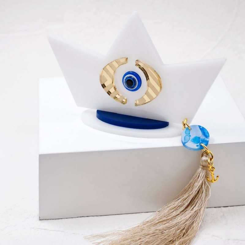 Summer table lucky charm made of plexiglass with ceramic beads and tassel Summer table lucky charm made of plexiglass with ceramic beads and tassel