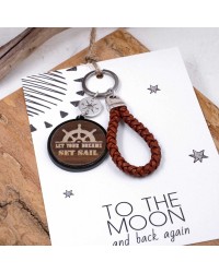Sail Dream Men's Keychain Handmade men's key-chain made of braided leather, plexiglass and silver-plated parts