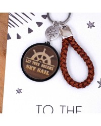 Sail Dream Men's Keychain Handmade men's key-chain made of braided leather, plexiglass and silver-plated parts