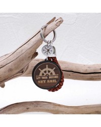 Sail Dream Men's Keychain Handmade men's key-chain made of braided leather, plexiglass and silver-plated parts