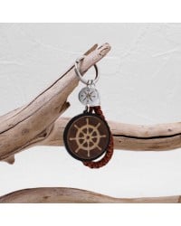 Ανδρικό Μπρελόκ Ship Wheel Χειροποίητο ανδρικό μπρελόκ από πλεκτό δέρμα, πλέξιγκλας και επάργυρα στοιχεία