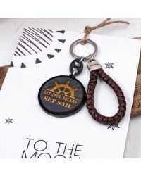 Sail Dream Men's Keychain Handmade men's key-chain made of braided leather, plexiglass and silver-plated parts