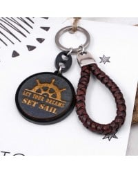 Sail Dream Men's Keychain Handmade men's key-chain made of braided leather, plexiglass and silver-plated parts