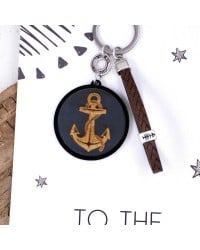 Anchor Men's Keychain Handmade men's key-chain made of braided leather, plexiglass and silver-plated parts