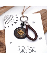 Evil Eye Men's Keychain Handmade men's key-chain made of braided leather, plexiglass and silver-plated parts
