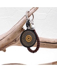 Evil Eye Men's Keychain Handmade men's key-chain made of braided leather, plexiglass and silver-plated parts