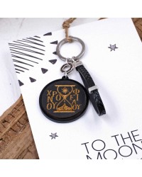 Men's Keychain made of Leather Handmade men's key-chain made of braided leather, plexiglass and silver-plated parts