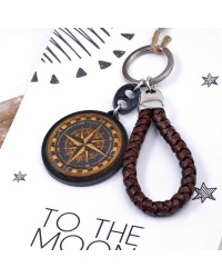 Traveller Men's Keychain Handmade men's key-chain made of braided leather, plexiglass and silver-plated parts
