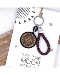 Traveller Men's Keychain Handmade men's key-chain made of braided leather, plexiglass and silver-plated parts