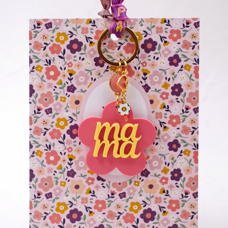 Mama Plexiglass Keychain Handmade key-chain with plexiglass and gold-plated parts