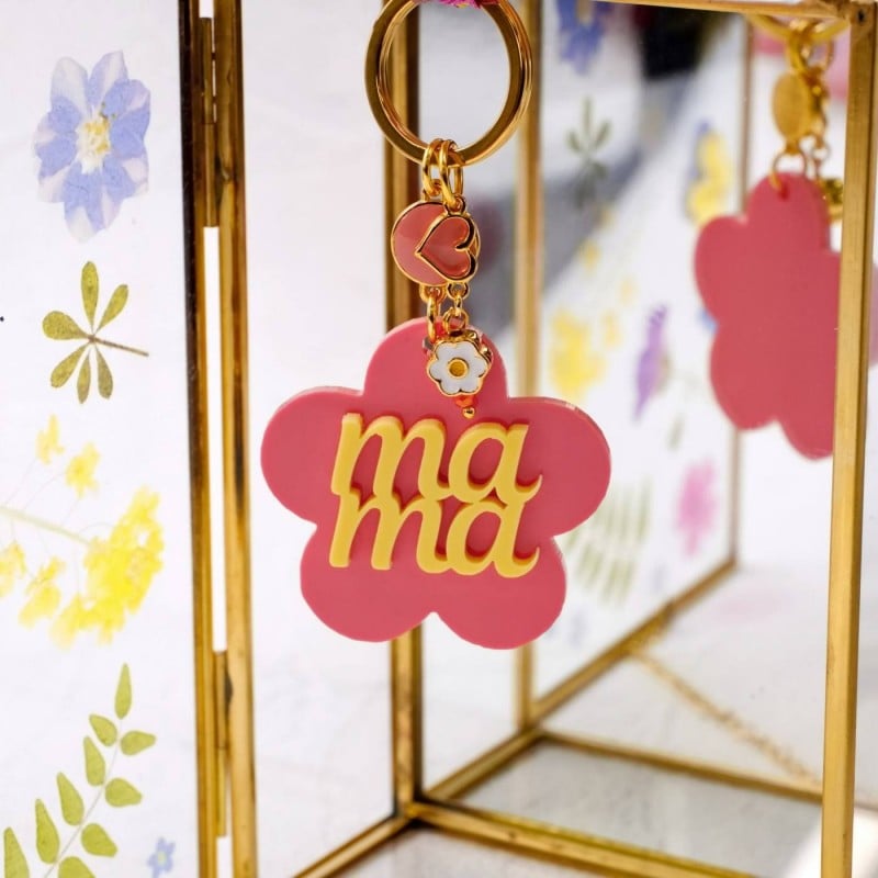 Mama Plexiglass Keychain Handmade key-chain with plexiglass and gold-plated parts