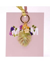 Mama Plexiglass Leaf Keychain Handmade key-chain with plexiglass and gold-plated parts