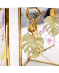 Mama Plexiglass Leaf Keychain Handmade key-chain with plexiglass and gold-plated parts