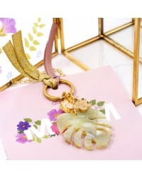 Mama Plexiglass Leaf Keychain Handmade key-chain with plexiglass and gold-plated parts