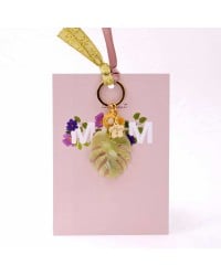 Mama Plexiglass Leaf Keychain Handmade key-chain with plexiglass and gold-plated parts