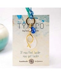 Χειροποίητο μπρελόκ με μεταλλικό ψάρι και μάτι Χειροποίητο μπρελόκ με μεταλλικό ψάρι και μάτι