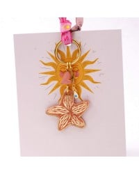 Handmade key-chain with plexiglass starfish and evil eye Handmade key-chain with plexiglass sea shell and evil eye drop