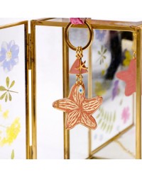 Handmade key-chain with plexiglass starfish and evil eye Handmade key-chain with plexiglass sea shell and evil eye drop