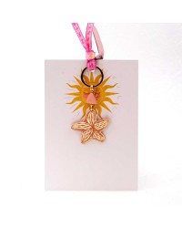 Handmade key-chain with plexiglass starfish and evil eye Handmade key-chain with plexiglass sea shell and evil eye drop