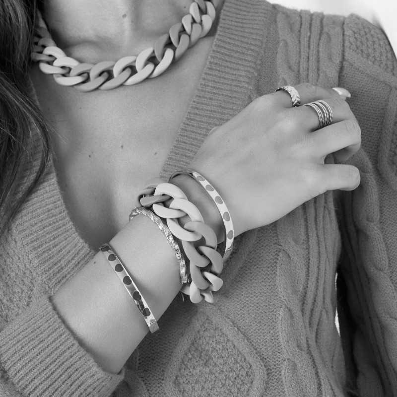 Γυναικείο βραχιόλι με ακρυλική χοντρή αλυσίδα και επίχρυση επιμετάλλωση 24Κ