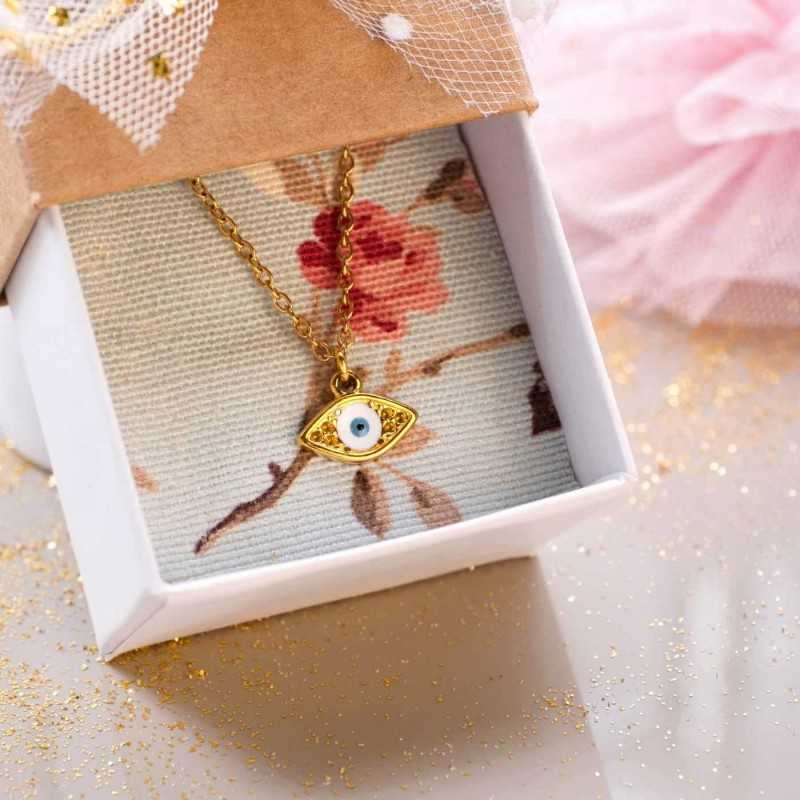 Kids inox Necklace with Evil Eye - Gift Box Handmade kids necklace made of stainless steel with enamelled evil eye