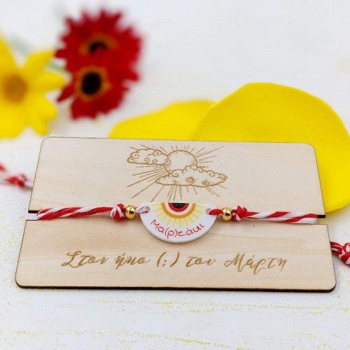 Martis bracelet with evil eye and wooden card with message