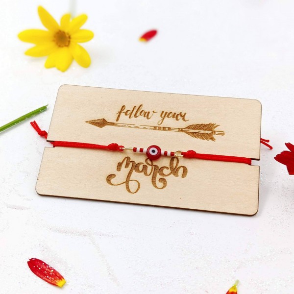 Martis bracelet with evil eye and wooden card with message