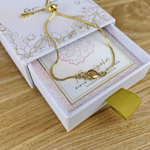 Βραχιόλι αλυσίδα με λουλούδι γέννησης σε επίχρυση επιμετάλλωση