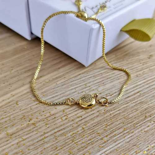 Βραχιόλι αλυσίδα με λουλούδι γέννησης σε επίχρυση επιμετάλλωση