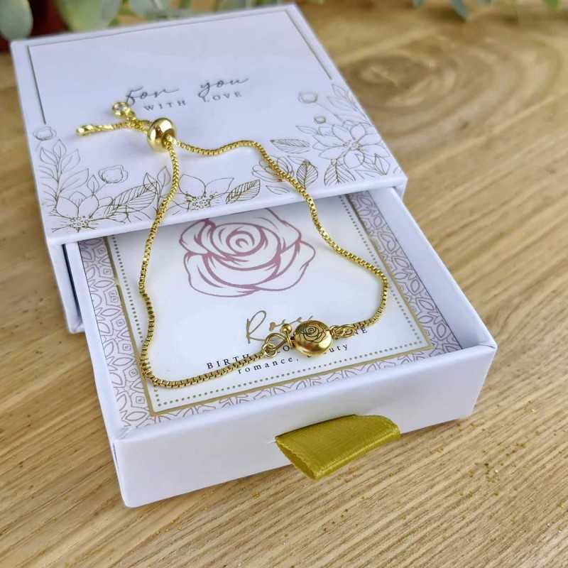 Chain bracelet with birth flower in gold- plating