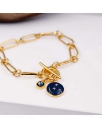 Βραχιόλι αλυσίδα με κρύσταλλο Swarovski Επίχρυσο βραχιόλι αλυσίδα από ανοξείδωτο ατσάλι με σμάλτο και κρύσταλλο Swarovski