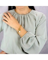 Βραχιόλι αλυσίδα με κρύσταλλο Swarovski Επίχρυσο βραχιόλι αλυσίδα από ανοξείδωτο ατσάλι με σμάλτο και κρύσταλλο Swarovski