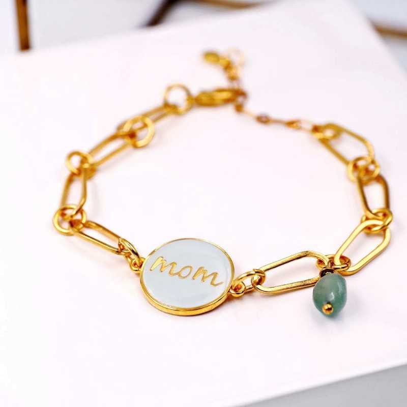 Βραχιόλι αλυσίδα για τη μαμά με σμάλτο σε επίχρυση επιμετάλλωση
