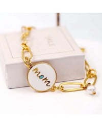 Gold-plated chain bracelet for mum Gold-plated chain bracelet for mum with enamel