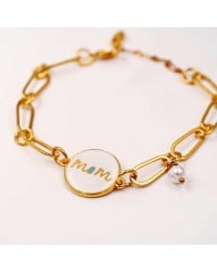 Gold-plated chain bracelet for mum Gold-plated chain bracelet for mum with enamel