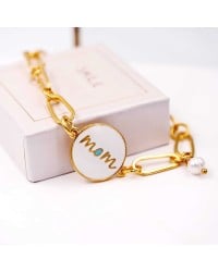 Gold-plated chain bracelet for mum Gold-plated chain bracelet for mum with enamel
