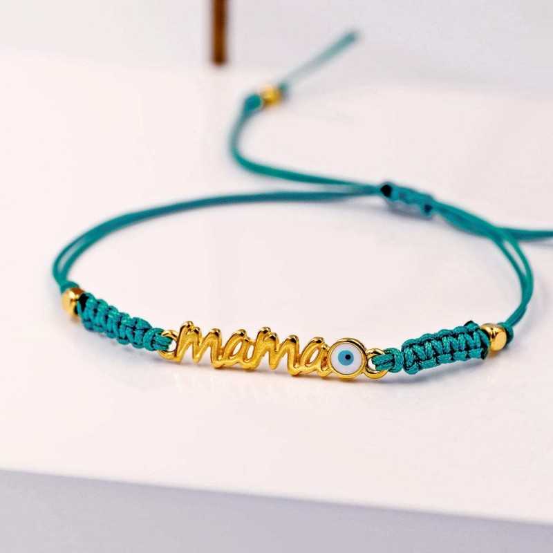 Μακραμέ βραχιόλι για τη μαμά με επίχρυσα στοιχεία και σμάλτο