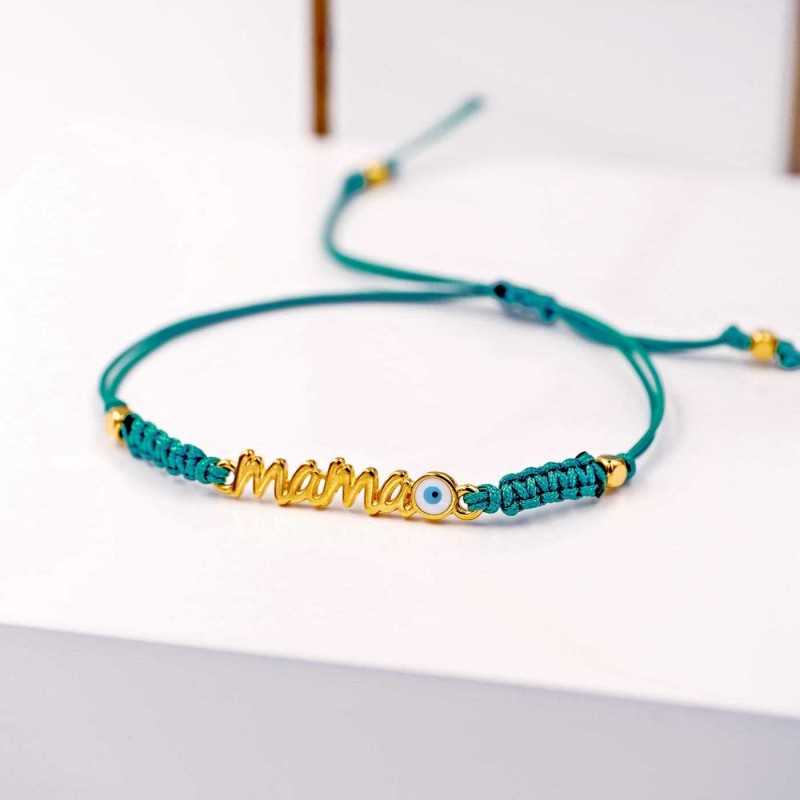 Μακραμέ βραχιόλι για τη μαμά με επίχρυσα στοιχεία και σμάλτο