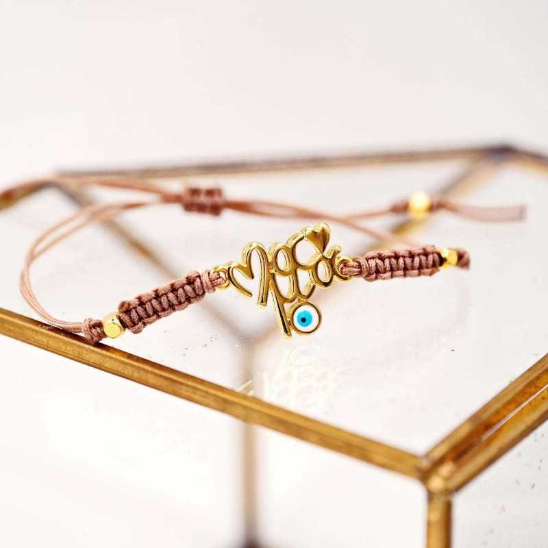 Bracelet for mum Macrame bracelet for mum with gold-plated parts and enamel