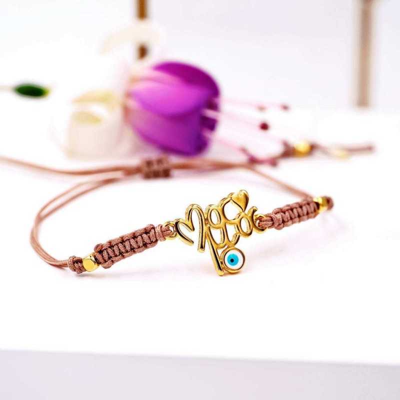 Bracelet for mum Macrame bracelet for mum with gold-plated parts and enamel