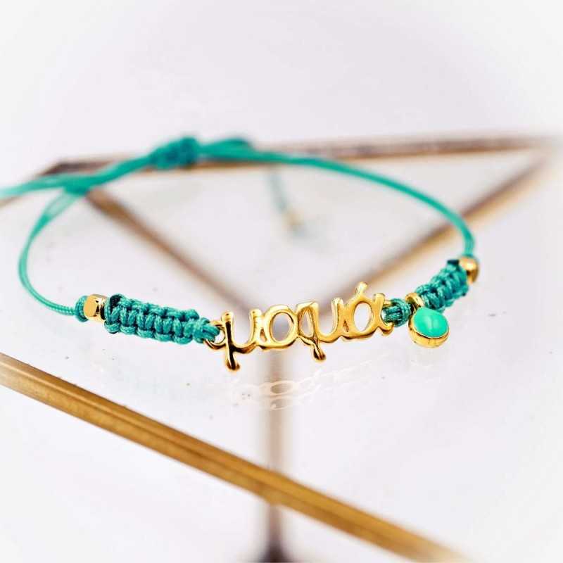 Macrame bracelet for mum with gold-plated parts and enamel