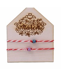 Martaki bracelets with ceramic cubes Martaki bracelets with ceramic cubes and decorative card