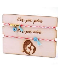 Martaki bracelets with gold-plated parts, evil eye and decorative card Martaki bracelets with gold-plated parts, evil eye and decorative card