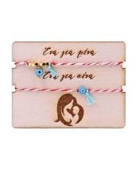 Martaki bracelets with gold-plated parts, evil eye and decorative card Martaki bracelets with gold-plated parts, evil eye and decorative card