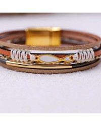 Leather bracelet with gold-plated parts Leather bracelet with gold-plated parts and high quality enamel
