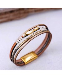 Leather bracelet with gold-plated parts Leather bracelet with gold-plated parts and high quality enamel