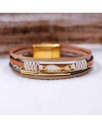 Leather bracelet with gold-plated parts Leather bracelet with gold-plated parts and high quality enamel